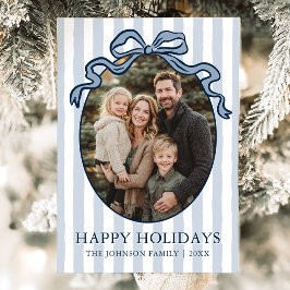 Whimsical Hand Drawn Coquette Bow Family Photo Feiertagskarte