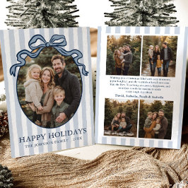 Whimsical Hand Drawn Coquette Bow Family Photo Feiertagskarte