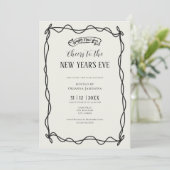 Whimsical Hand Drawn Coquette New Years Eve Party Einladung (Stehend Vorderseite)