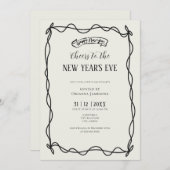 Whimsical Hand Drawn Coquette New Years Eve Party Einladung (Vorne/Hinten)