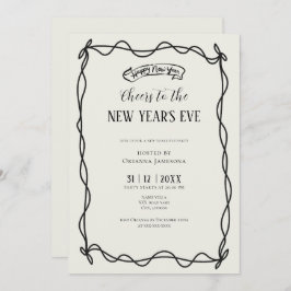 Whimsical Hand Drawn Coquette New Years Eve Party Einladung