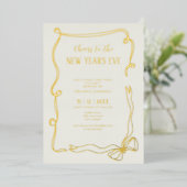 Whimsical Hand Drawn Coquette New Years Eve Party Folieneinladung (Stehend vorne)
