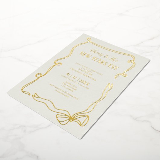 Whimsical Hand Drawn Coquette New Years Eve Party Folieneinladung (Gedreht)