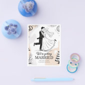 Whimsical Hand-Drawn Dancing Couple Disco Wedding  Flyer (Einzeln)