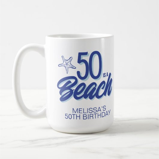 Whimsical Hand Drawn Doodle 50. Strand Geburtstag Kaffeetasse (Links)