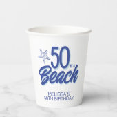 Whimsical Hand Drawn Doodle 50. Strand Geburtstag Pappbecher (Rückseite)