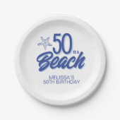 Whimsical Hand Drawn Doodle 50. Strand Geburtstag Pappteller (Vorderseite)