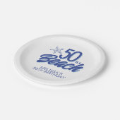 Whimsical Hand Drawn Doodle 50. Strand Geburtstag Pappteller (Schrägansicht)