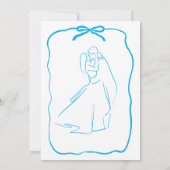 Whimsical Hand Drawn Doodle Blue Bow Wedding Einladung (Rückseite)