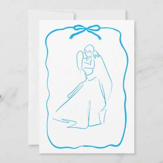 Whimsical Hand Drawn Doodle Blue Bow Wedding Einladung (Rückseite)