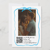 Whimsical Hand Drawn Doodle Blue Foto Hochzeit Einladung (Rückseite)