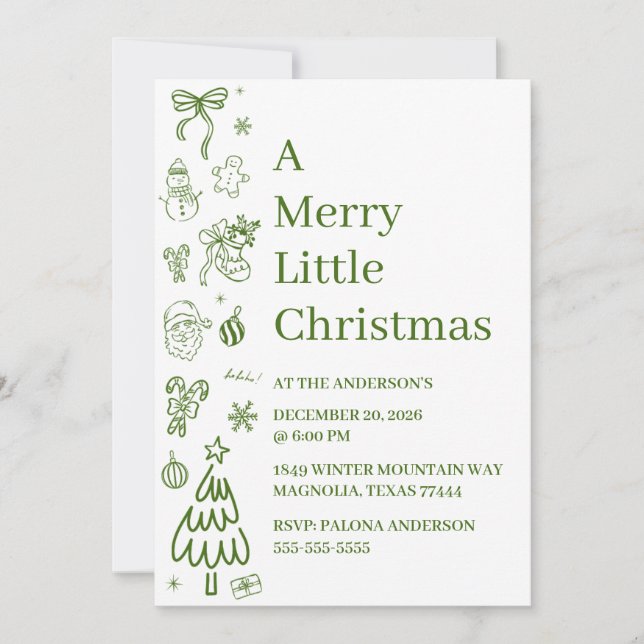 Whimsical Hand Drawn Doodle Green  (Vorderseite)