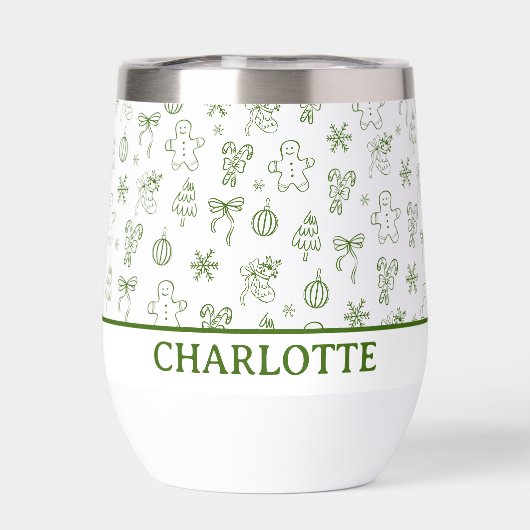 Whimsical Hand Drawn Doodle Green (Rückseite)