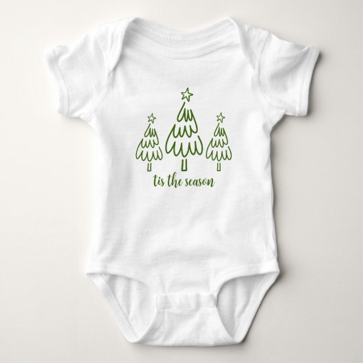 Whimsical Hand Drawn Doodle Green Baby Strampler (Vorderseite)