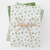 Whimsical Hand Drawn Doodle Green Geschenkpapier Set (Beispiel)