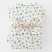 Whimsical Hand Drawn Doodle Green Geschenkpapier Set (Beispiel)