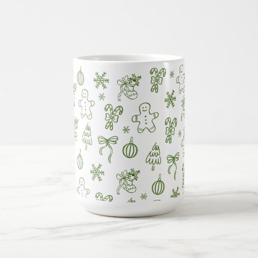 Whimsical Hand Drawn Doodle Green Kaffeetasse (Mittel)