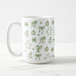 Whimsical Hand Drawn Doodle Green Kaffeetasse