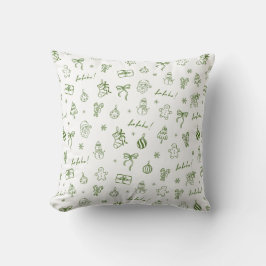 Whimsical Hand Drawn Doodle Green Kissen