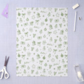 Whimsical Hand Drawn Doodle Green Seidenpapier (Basteln)