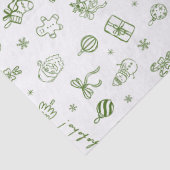 Whimsical Hand Drawn Doodle Green Seidenpapier (Detail)