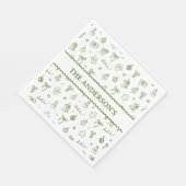 Whimsical Hand Drawn Doodle Green Serviette (Ecke)