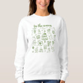 Whimsical Hand Drawn Doodle Green Sweatshirt (Vorderseite)