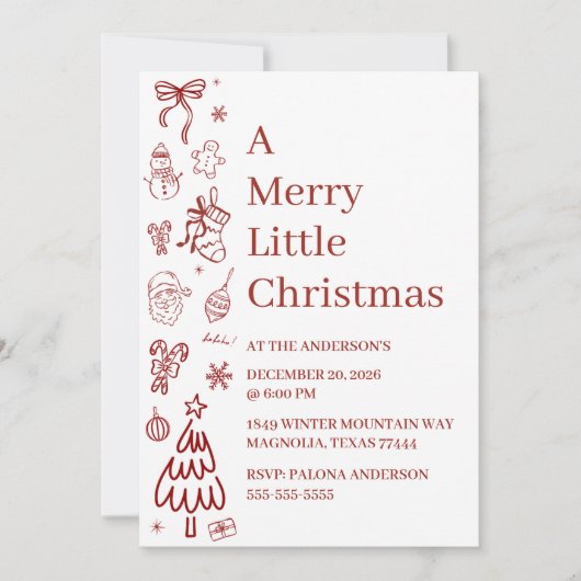 Whimsical Hand Drawn Doodle Red (Vorderseite)