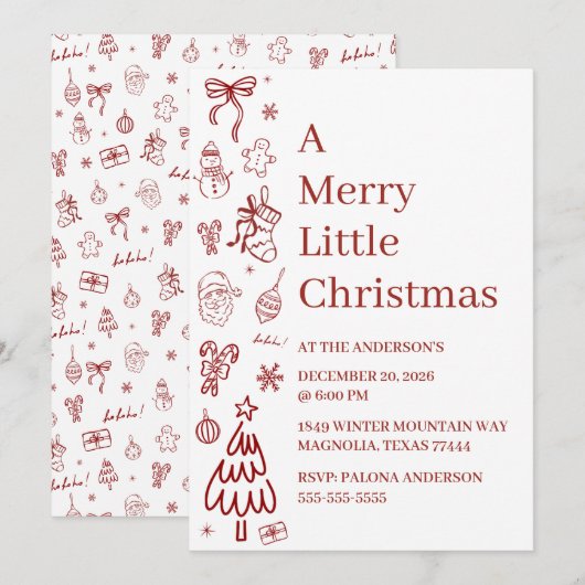 Whimsical Hand Drawn Doodle Red (Vorne/Hinten)