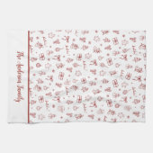 Whimsical Hand Drawn Doodle Red Geschirrtuch (Horizontal)