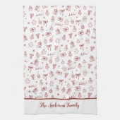 Whimsical Hand Drawn Doodle Red Geschirrtuch (Vertikal)