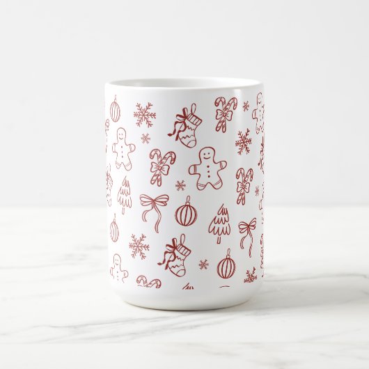 Whimsical Hand Drawn Doodle Red Kaffeetasse (Mittel)