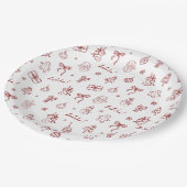 Whimsical Hand Drawn Doodle Red Pappteller (Schrägansicht)