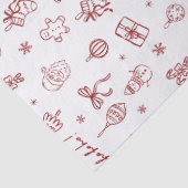 Whimsical Hand Drawn Doodle Red Seidenpapier (Detail)