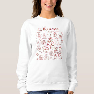 Whimsical Hand Drawn Doodle Red Sweatshirt
