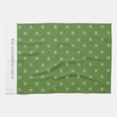 Whimsical Hand Drawn Doodle Snowflake Green Geschirrtuch (Horizontal)