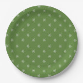 Whimsical Hand Drawn Doodle Snowflake Green Pappteller (Vorderseite)