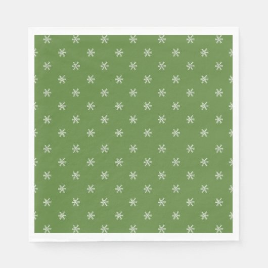 Whimsical Hand Drawn Doodle Snowflake Green Serviette (Vorderseite)