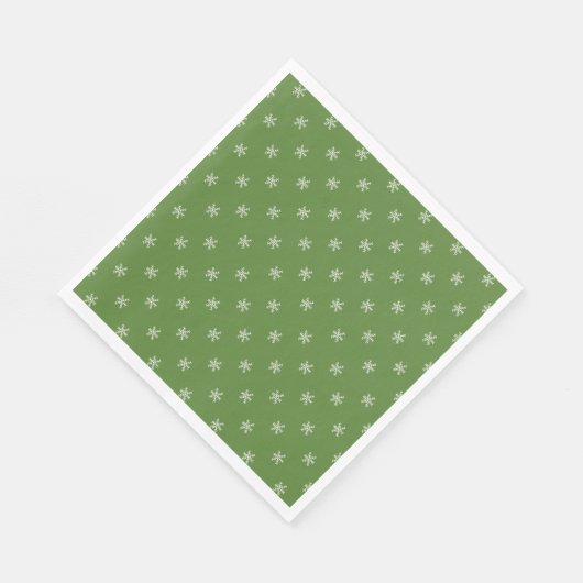 Whimsical Hand Drawn Doodle Snowflake Green Serviette (Ecke)