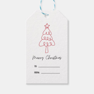 Whimsical Hand Drawn Doodle Weihnachtsbaum Geschenkanhänger