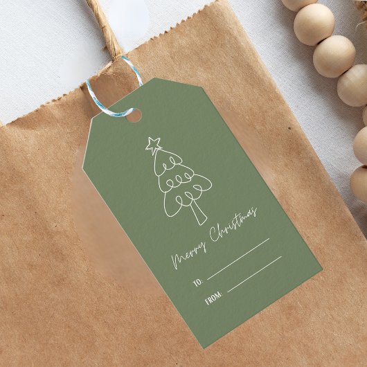 Whimsical Hand Drawn Doodle Weihnachtsbaum Geschenkanhänger