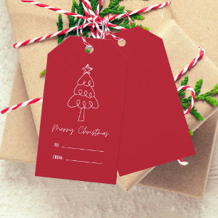 Whimsical Hand Drawn Doodle Weihnachtsbaum Geschenkanhänger