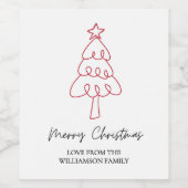 Whimsical Hand Drawn Doodle Weihnachtsbaum Weinetikett (Einzelnes Label)