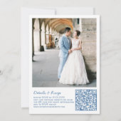 Whimsical Hand Drawn Doodles Foto QR Hochzeit Einladung (Rückseite)