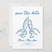 Whimsical Hand Drawn Doodles Französisch Stil Hoch Save The Date (Vorderseite)
