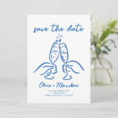Whimsical Hand Drawn Doodles Französisch Stil Hoch Save The Date (Stehend Vorderseite)