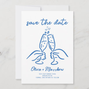 Whimsical Hand Drawn Doodles Französisch Stil Hoch Save The Date