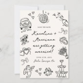 Whimsical Hand Drawn Doodles Save the Date QR-Code Einladung (Vorderseite)