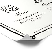 Whimsical Hand Drawn Doodles Signature Drinks Poster (Ecke)