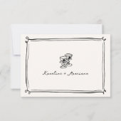 Whimsical Hand Drawn Doodles Wedding RSVP Einladung (Rückseite)